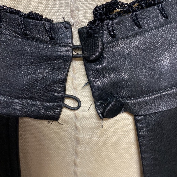 BLACK LEATHER AND KNIT HIGH LOW DRESS with flaw - Picture 8 of 11